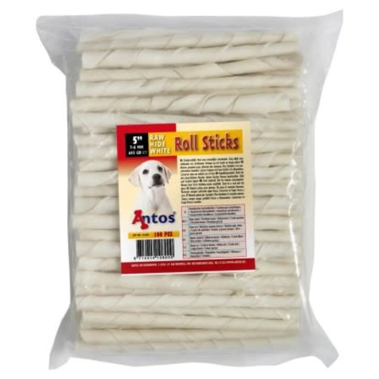 Antos Antos Rawhide White Roll Sticks 5" - 7-8 Mm - 100 Stuks 3 Antos Antos Rawhide White Roll Sticks 5" - 7-8 Mm - 100 Stuks