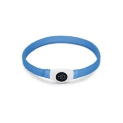 Beeztees Brede LED Halsband Hond - Verstelbaar - 65 X 2.5 Cm - Blauw - Lichtgevende Halsband