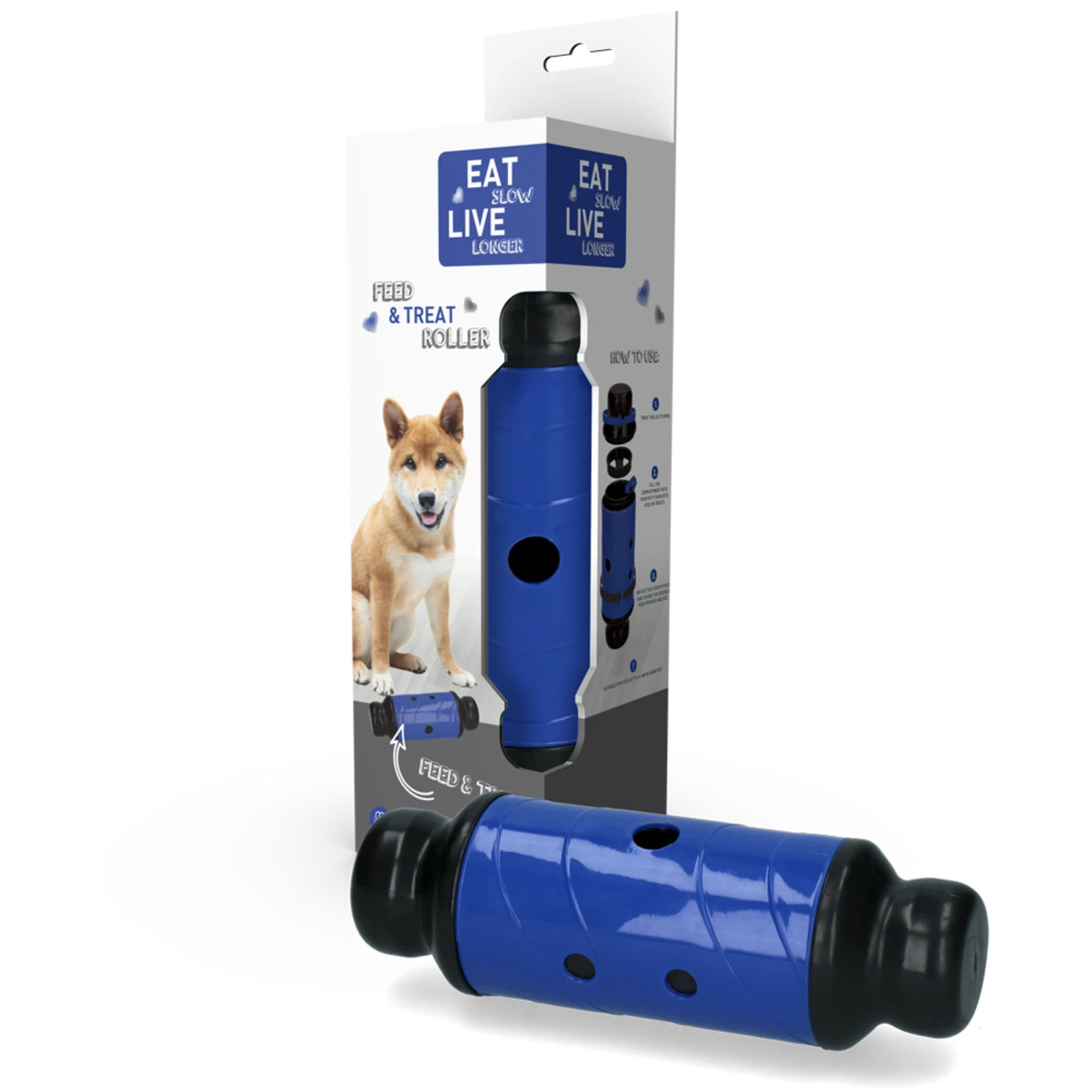 Eat Slow Live Longer Feed And Treat Roller - Blauw - L - 23 X ø 8 Cm 5 Eat Slow Live Longer Feed And Treat Roller - Blauw - L - 23 X ø 8 Cm - Afbeelding 3