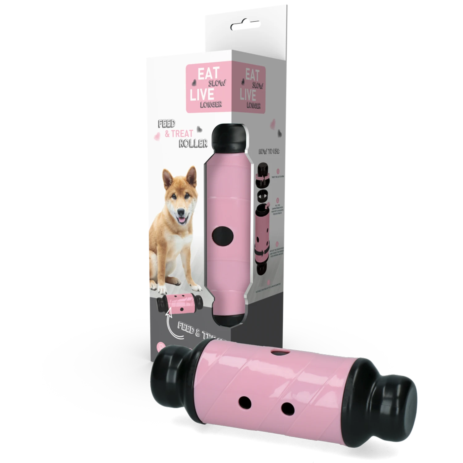 Eat Slow Live Longer Feed And Treat Roller - Roze - L - 23 X ø 8 Cm 6 Eat Slow Live Longer Feed And Treat Roller - Roze - L - 23 X ø 8 Cm - Afbeelding 4